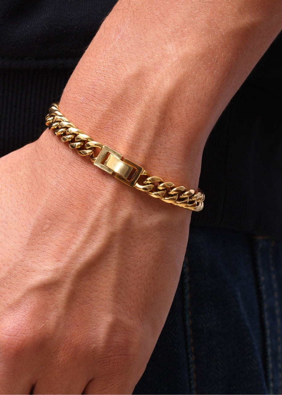 Cuban Bracelet. - (Gold) 8MM