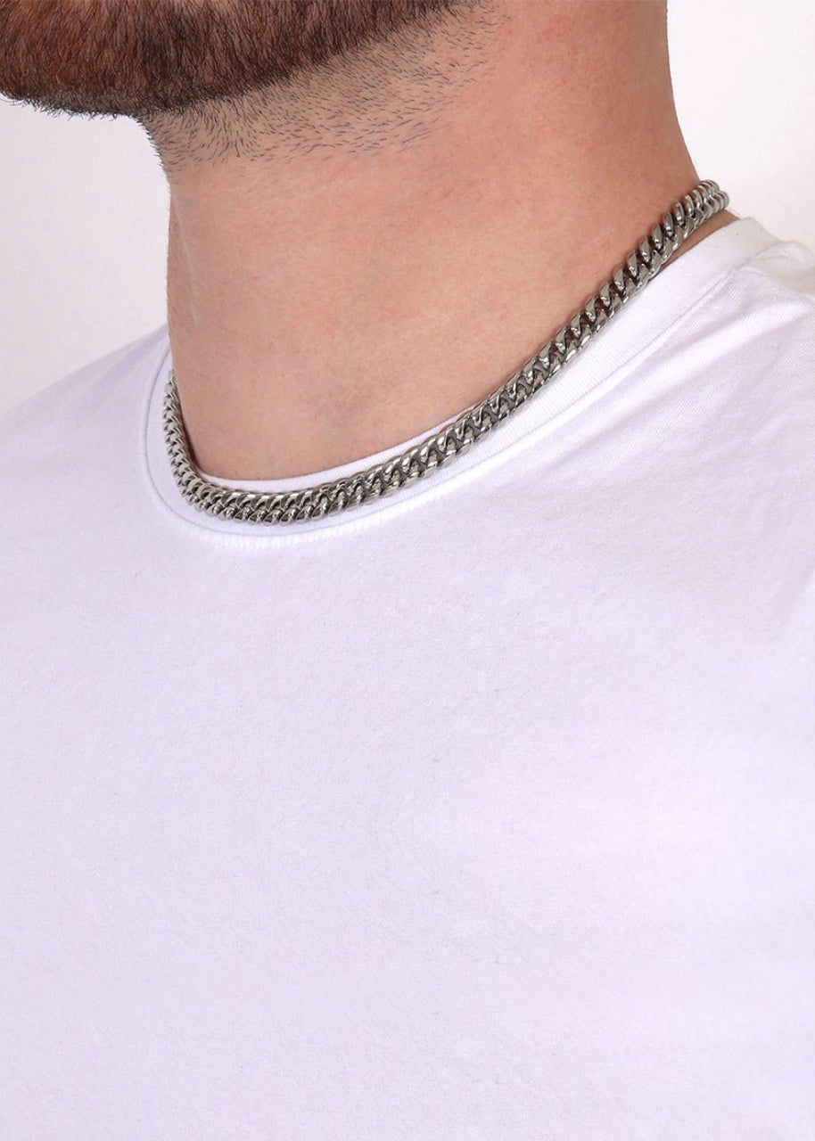 Cuban Chain. - (Silver) 8MM