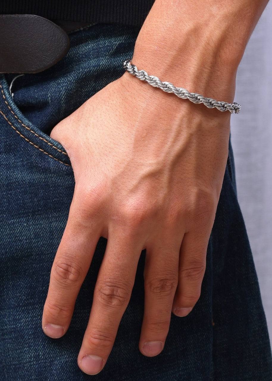 Rope Bracelet. - (Silver) 6MM