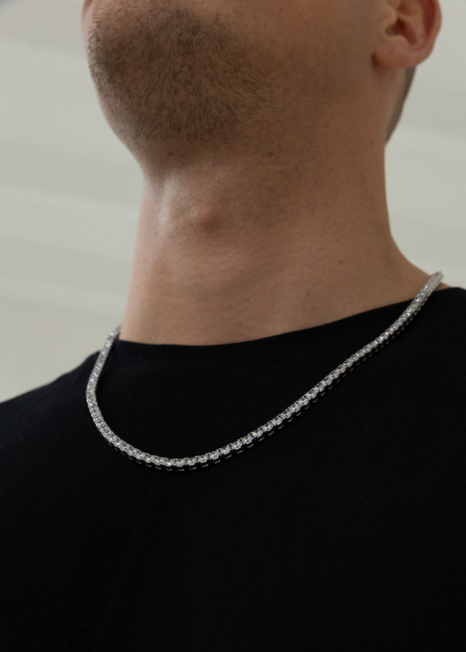 Tennis Chain. - (WHITE GOLD Plated) 4MM