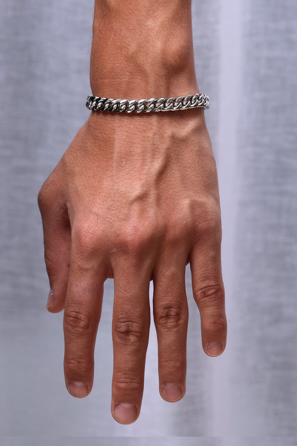 Cuban Bracelet. - (Silver) 8MM