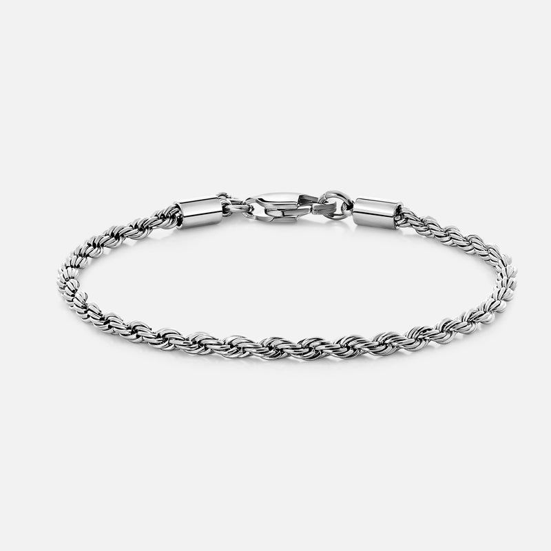 Rope Bracelet. - (Silver) 3MM