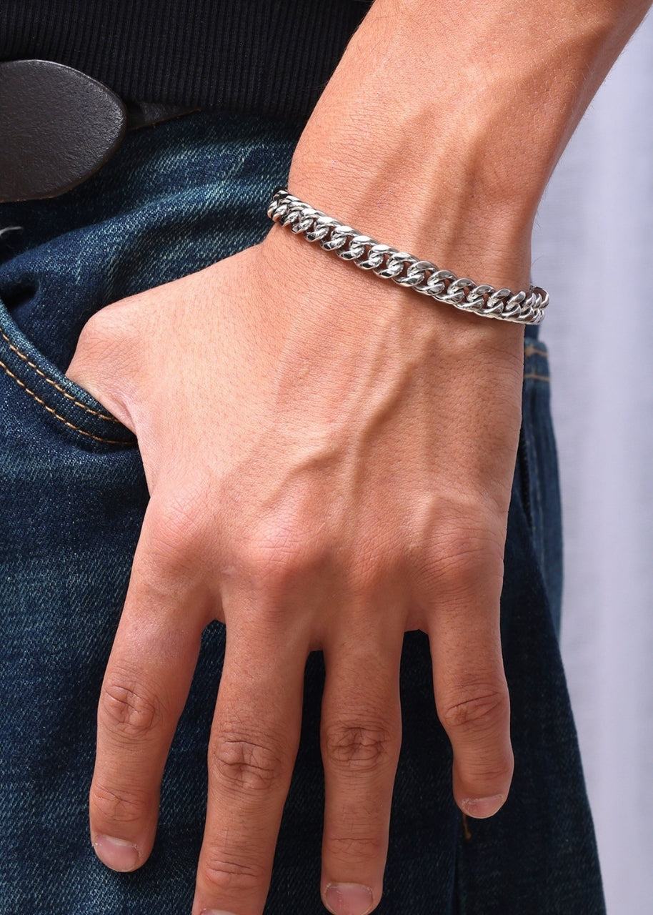 Cuban Bracelet. - (Silver) 8MM