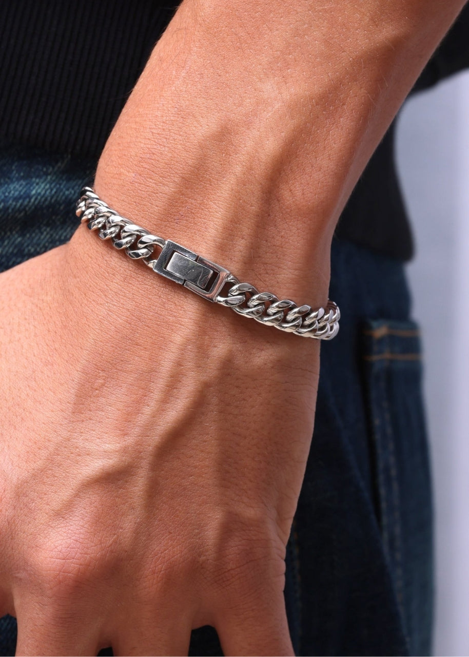 Cuban Bracelet. - (Silver) 8MM