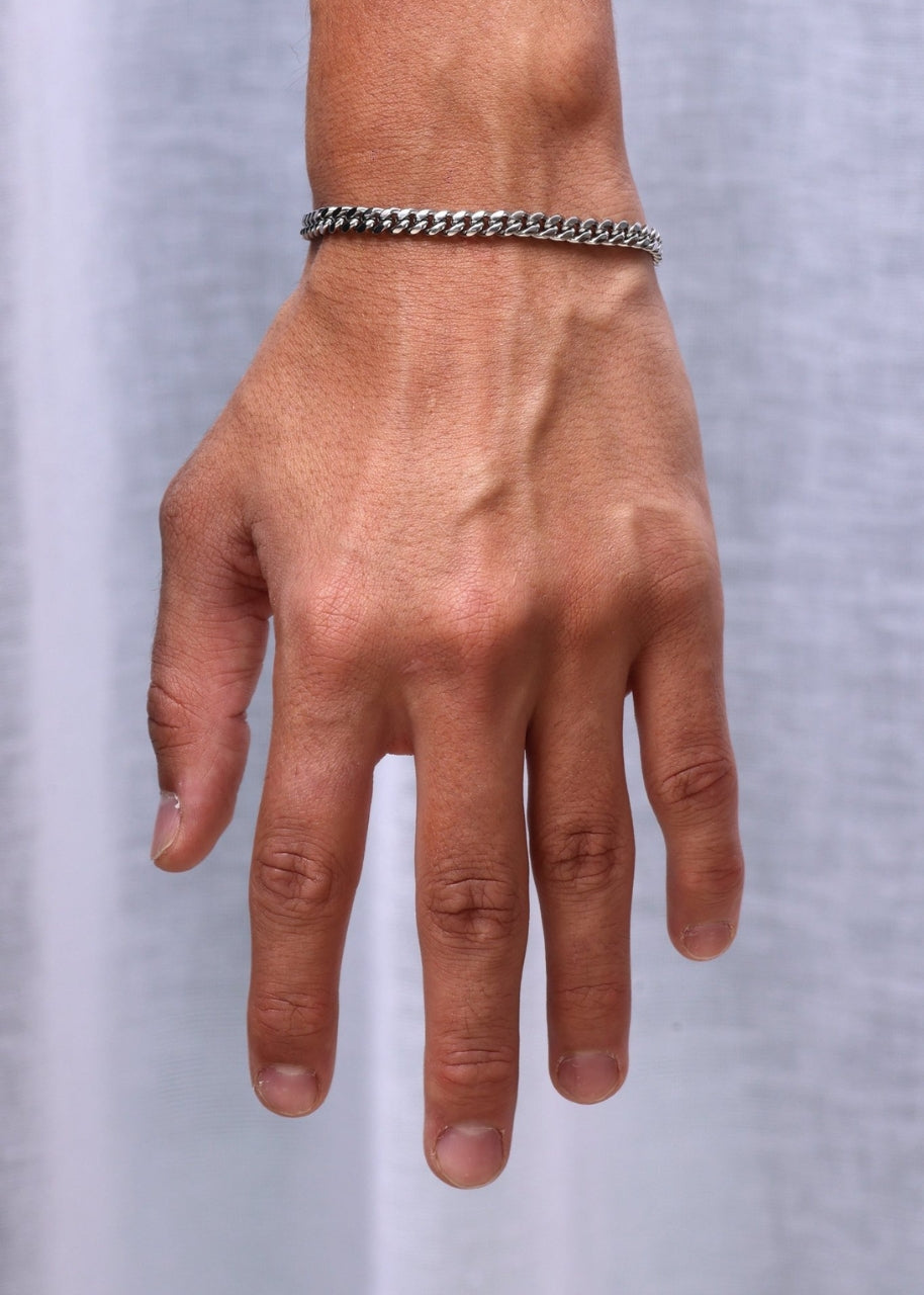 Cuban Bracelet. - (Silver) 5MM