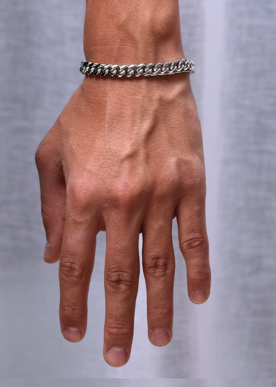 Cuban Bracelet. - (Silver) 8MM
