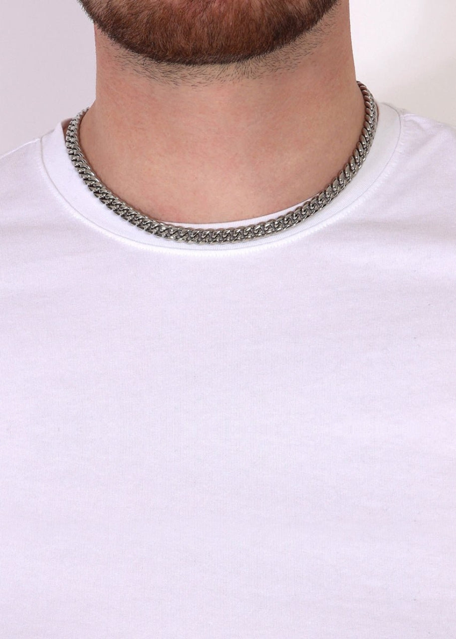 Cuban Chain. - (Silver) 8MM