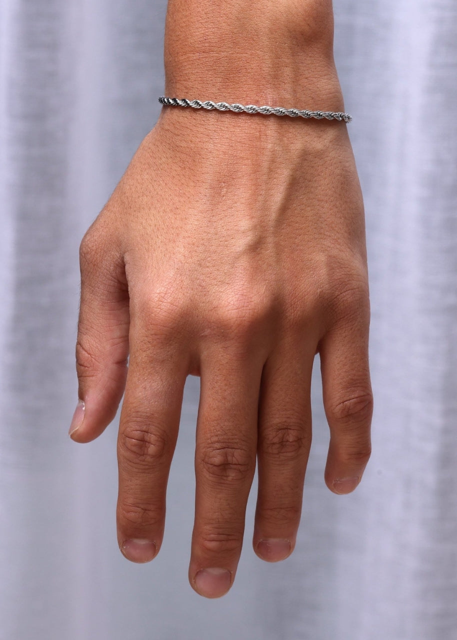 Rope Bracelet. - (Silver) 3MM