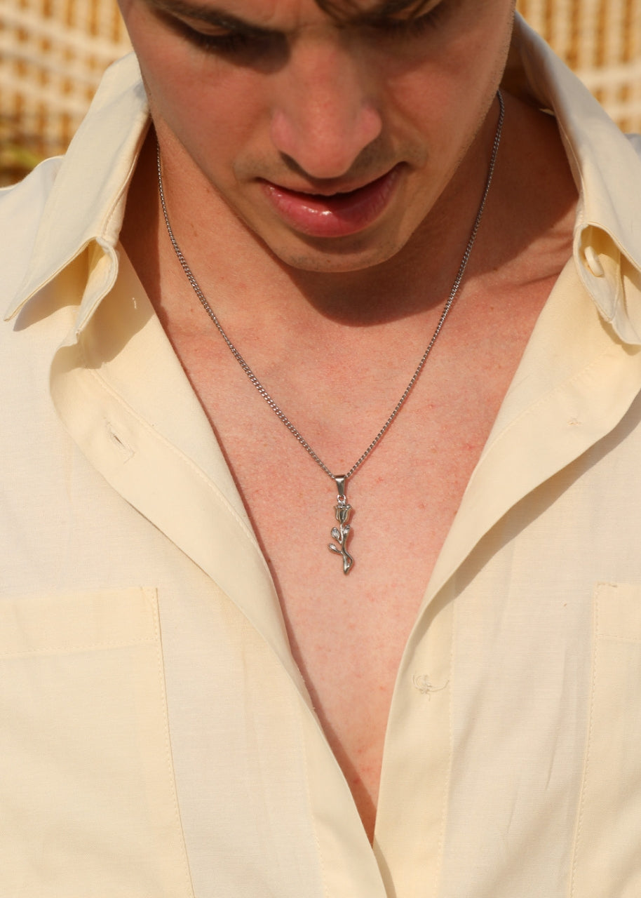 Rose Pendant. - (Silver)