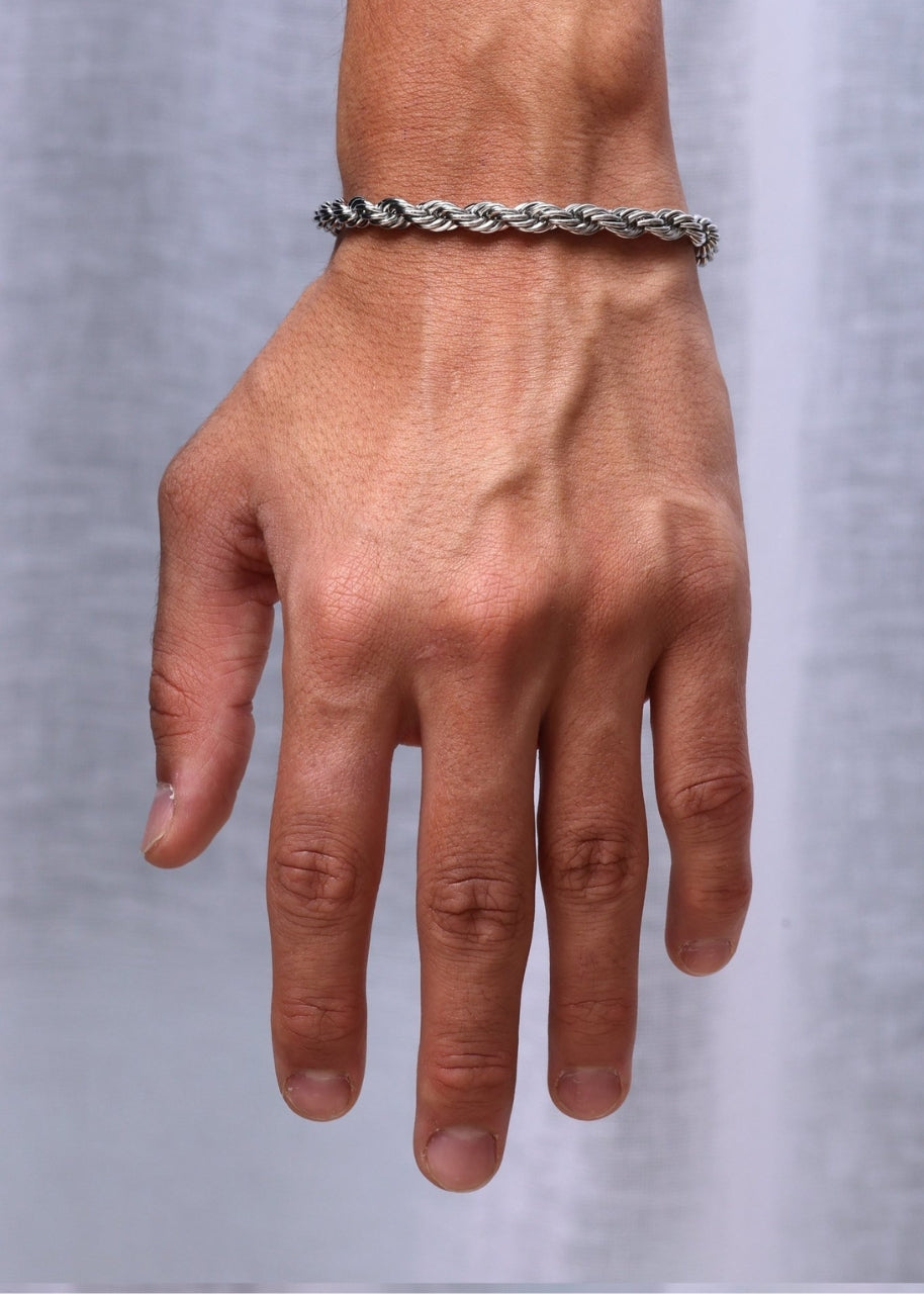 Rope Bracelet. - (Silver) 6MM