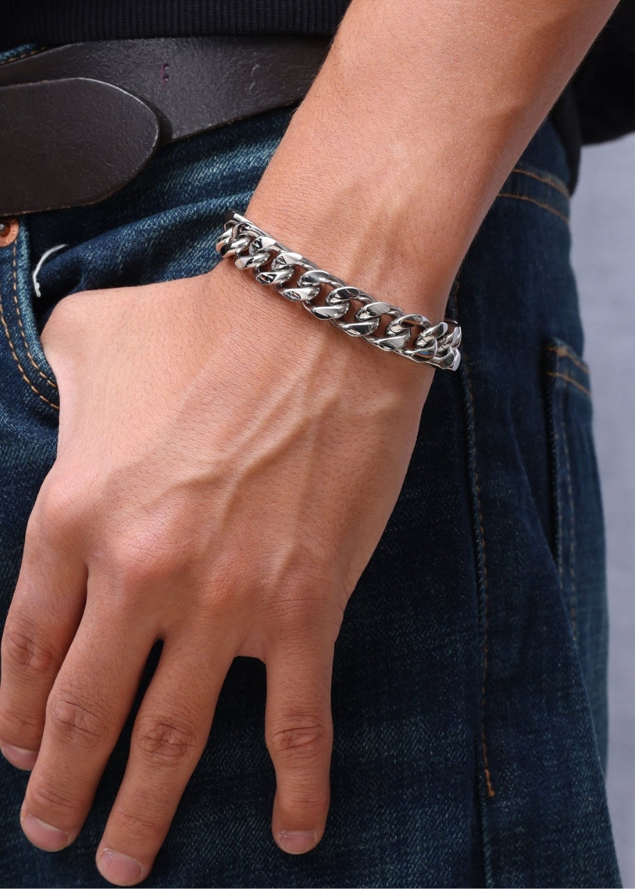 Cuban Bracelet. - (Silver) 12MM
