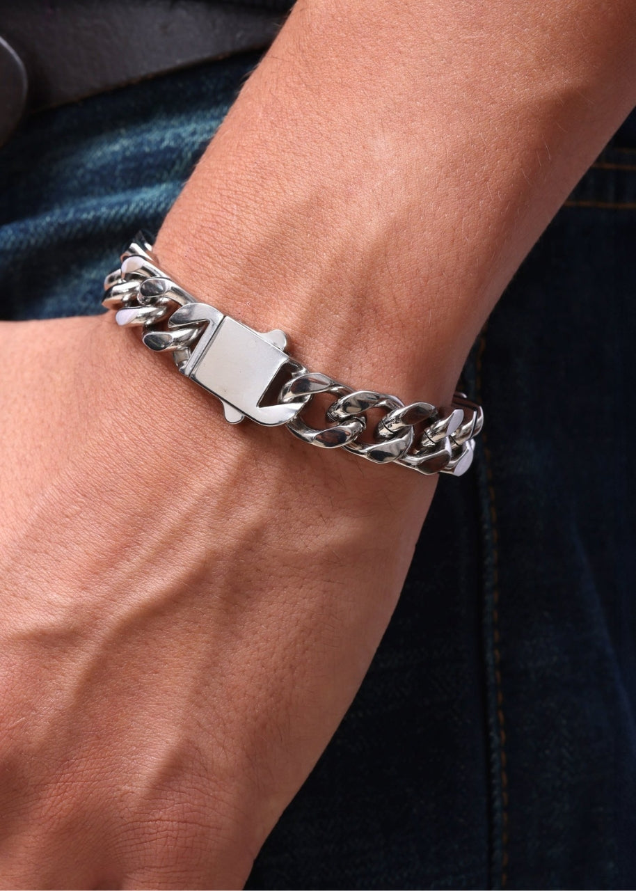 Cuban Bracelet. - (Silver) 12MM
